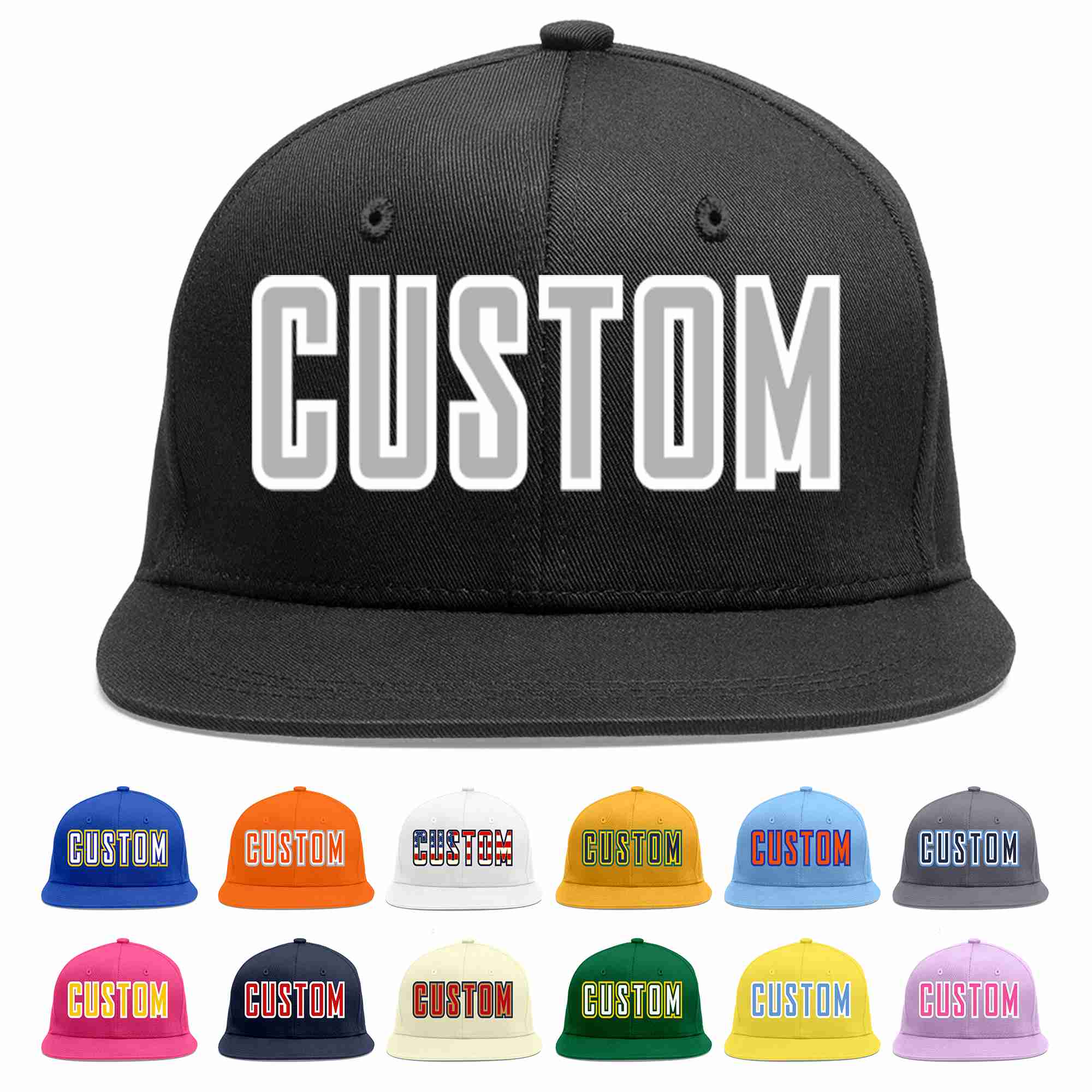 Custom Black Gray-White Casual Sport Baseball Cap