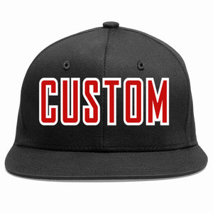 Custom Black Red-White Casual Sport Baseball Cap