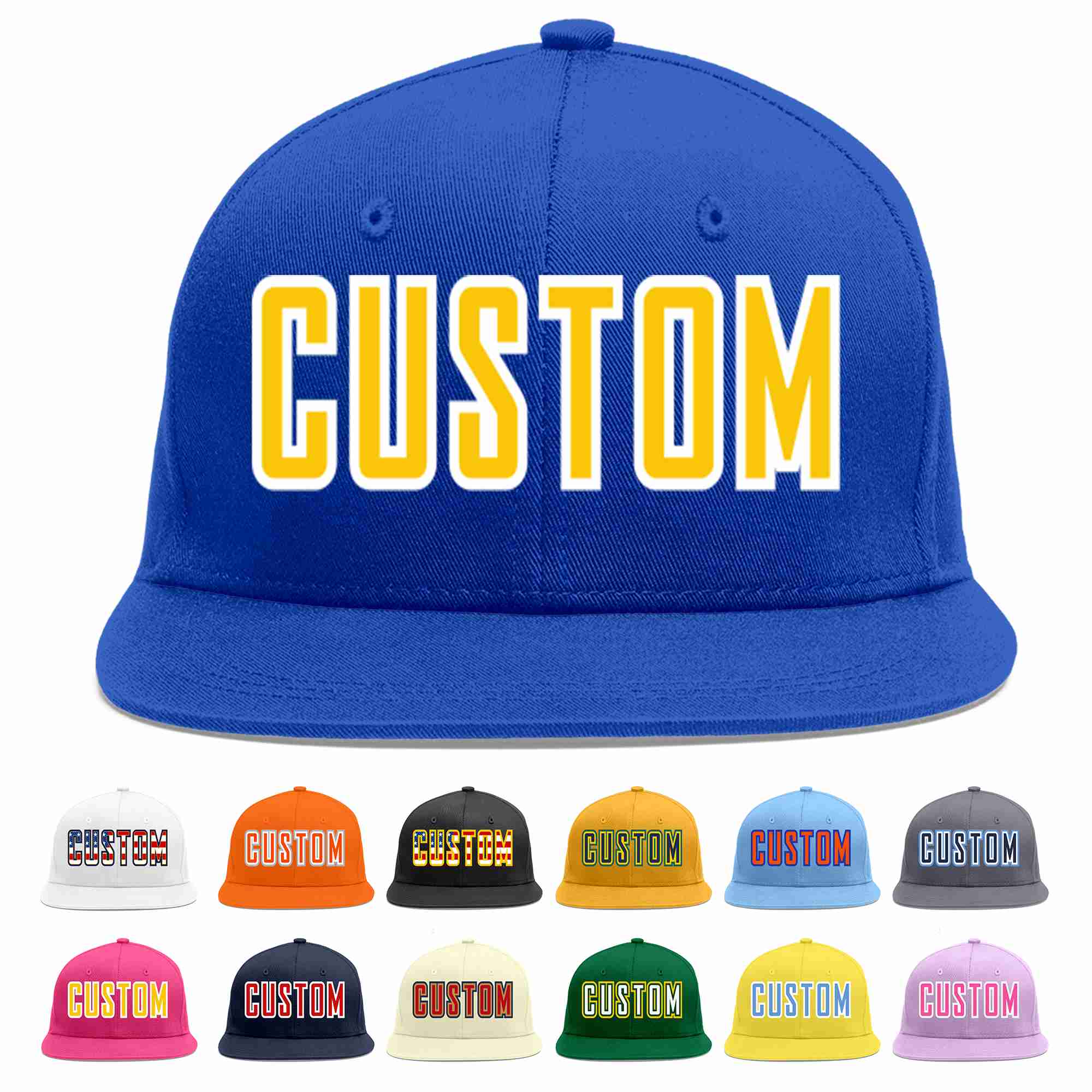 Custom Royal Gold-White Casual Sport Baseball Cap