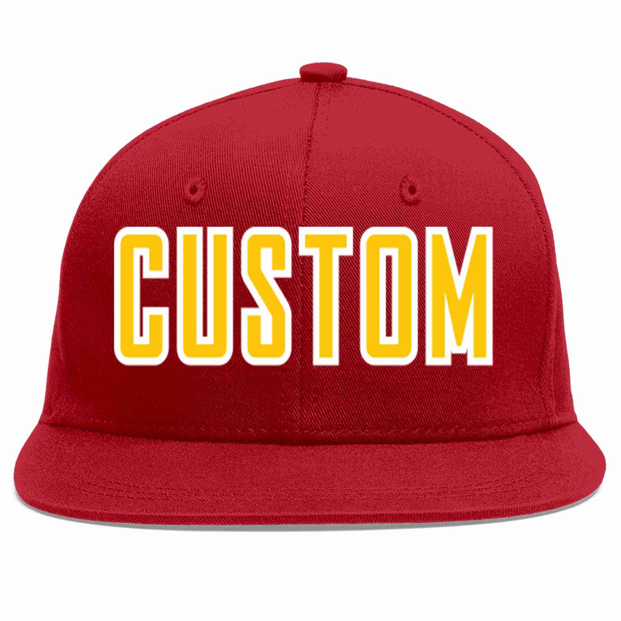 Custom Red Gold-White Casual Sport Baseball Cap