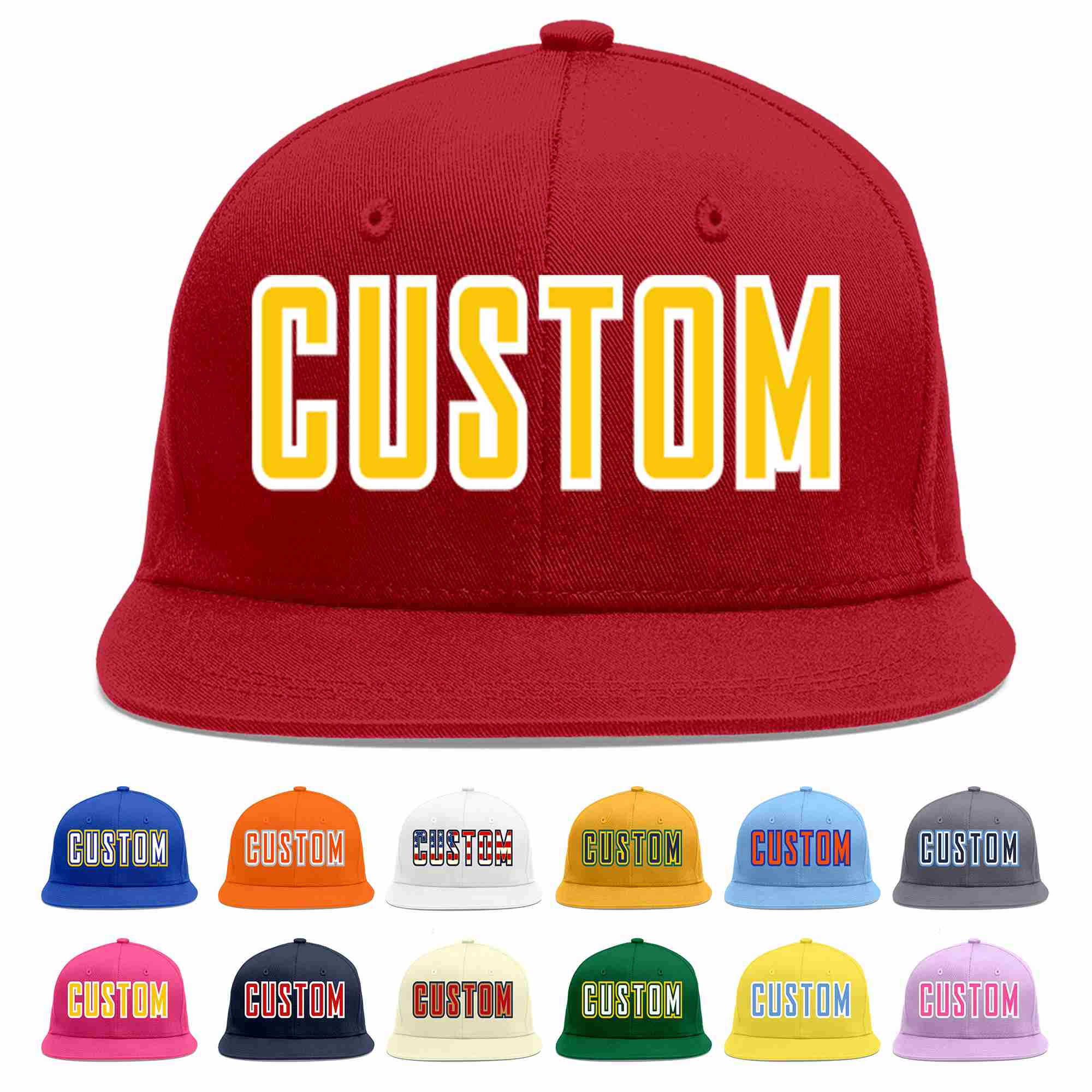 Custom Red Gold-White Casual Sport Baseball Cap