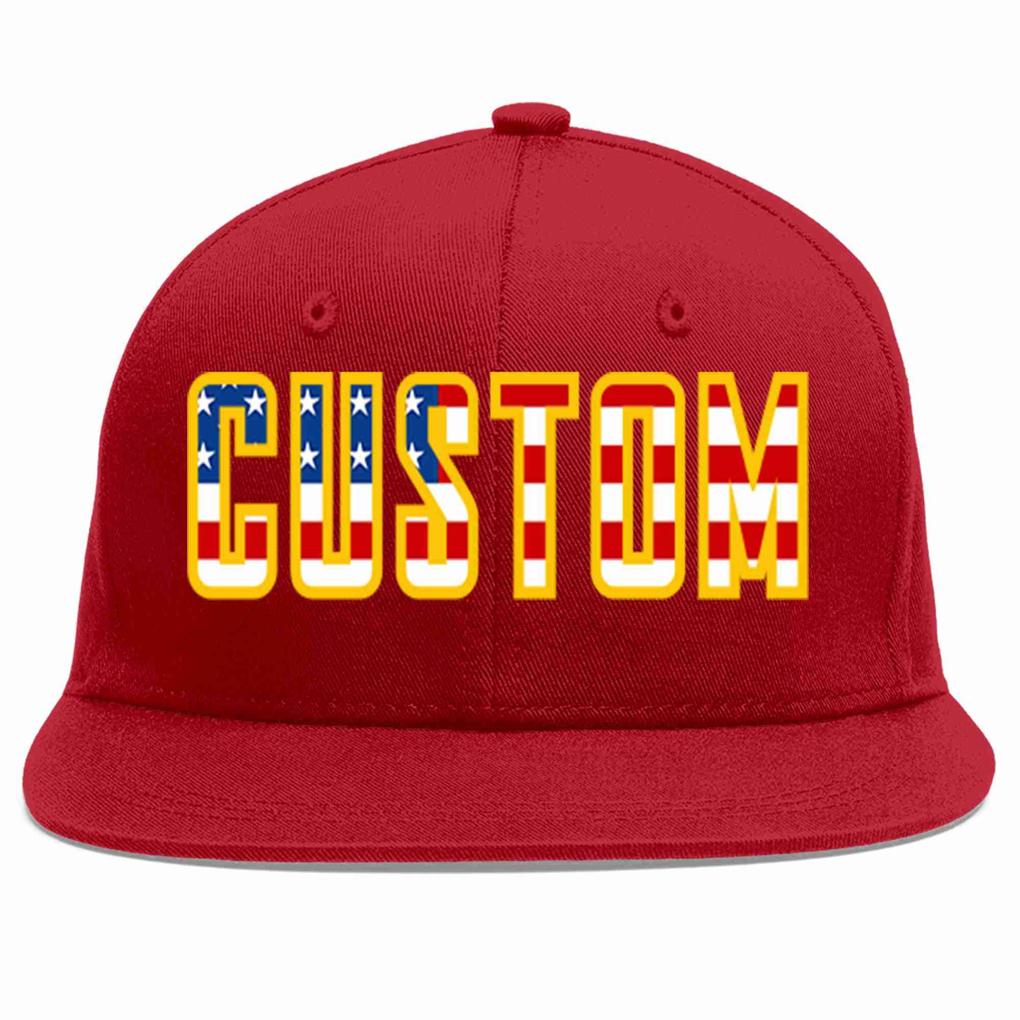 Custom Red Vintage USA Flag-Gold Casual Sport Baseball Cap