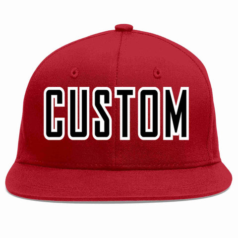 Custom Red Black-White Casual Sport Baseball Cap