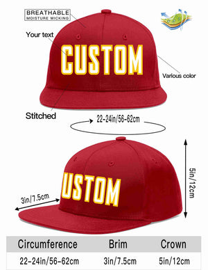 Custom Red White-Gold Casual Sport Baseball Cap