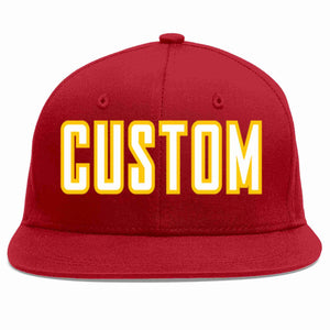 Custom Red White-Gold Casual Sport Baseball Cap