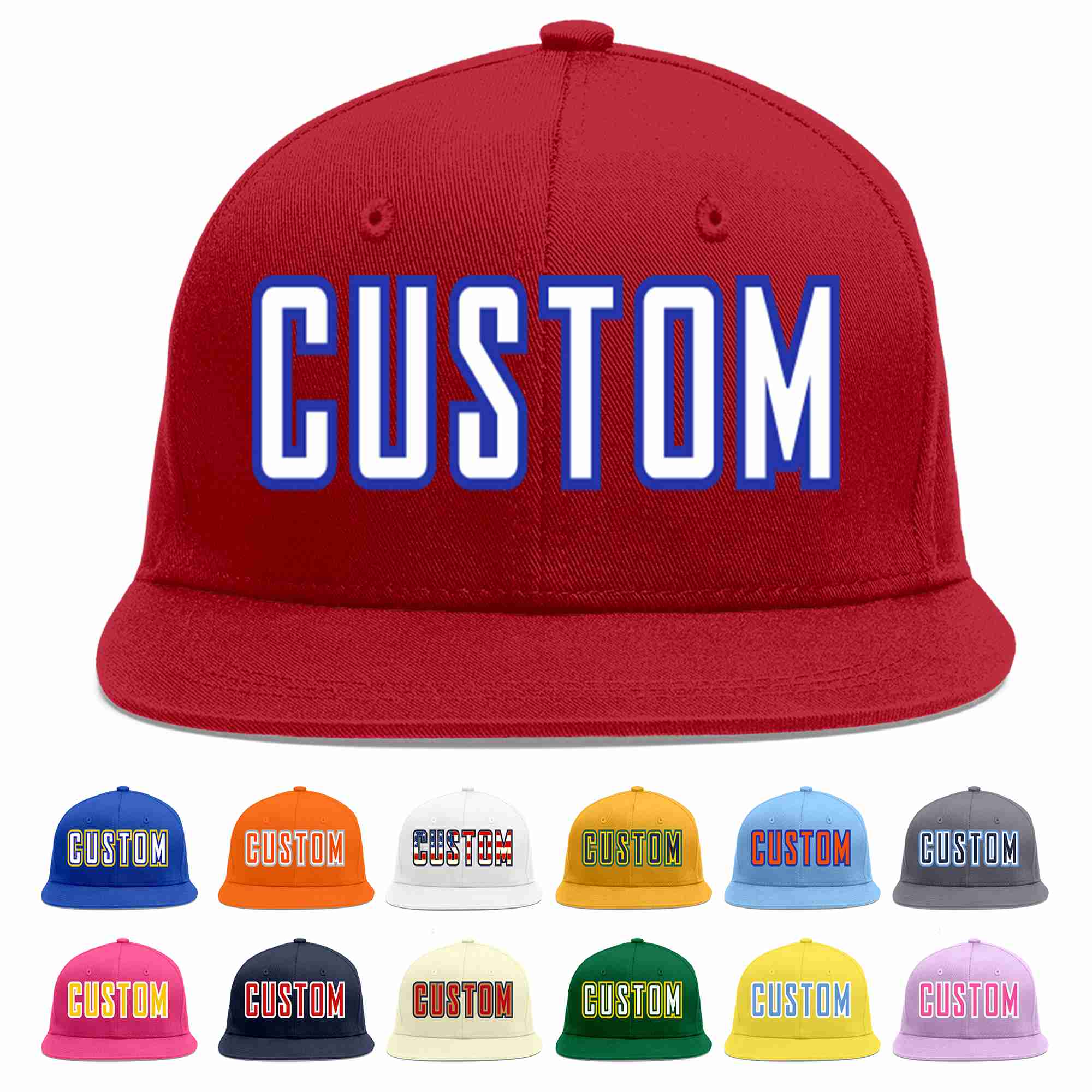 Casquette de baseball sport décontractée rouge blanc-royal personnalisée