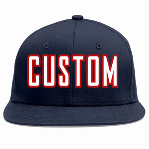 Custom Navy White-Red Casual Sport Baseball Cap