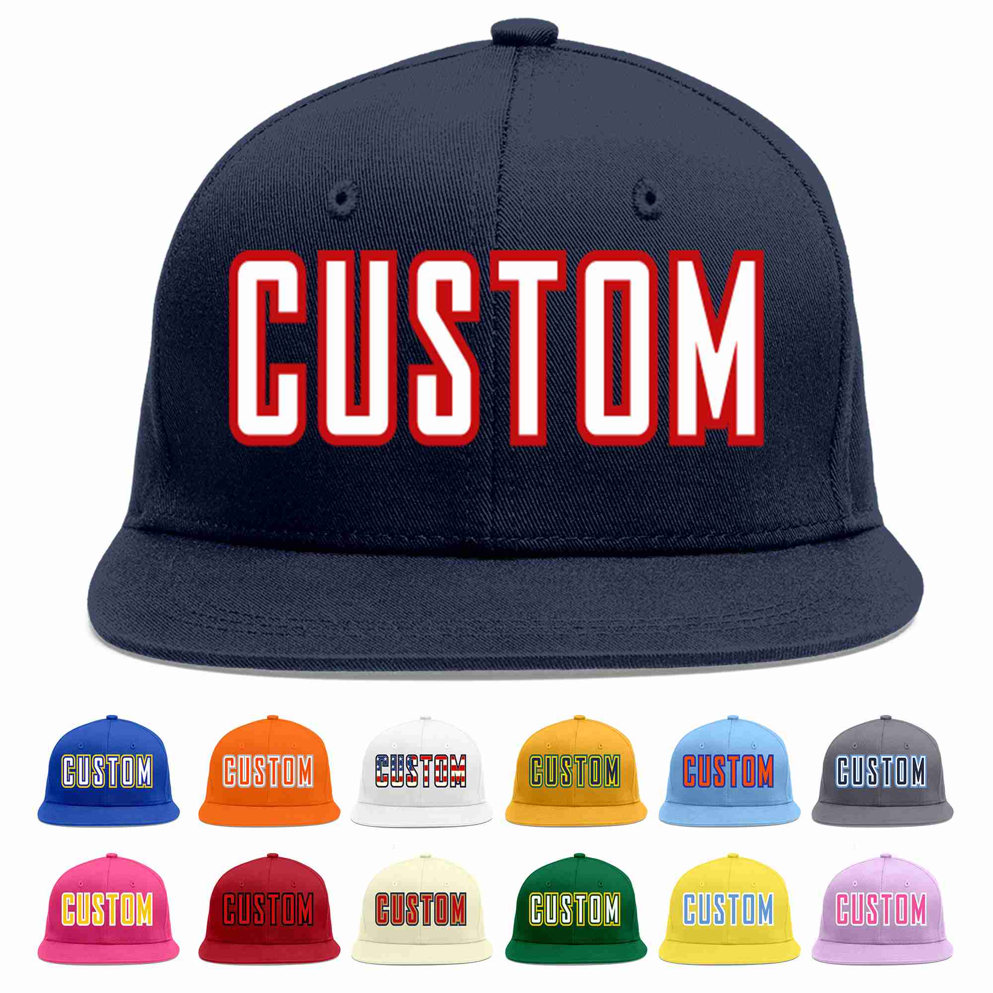 Custom Navy White-Red Casual Sport Baseball Cap