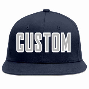 Custom Navy Gray-White Casual Sport Baseball Cap