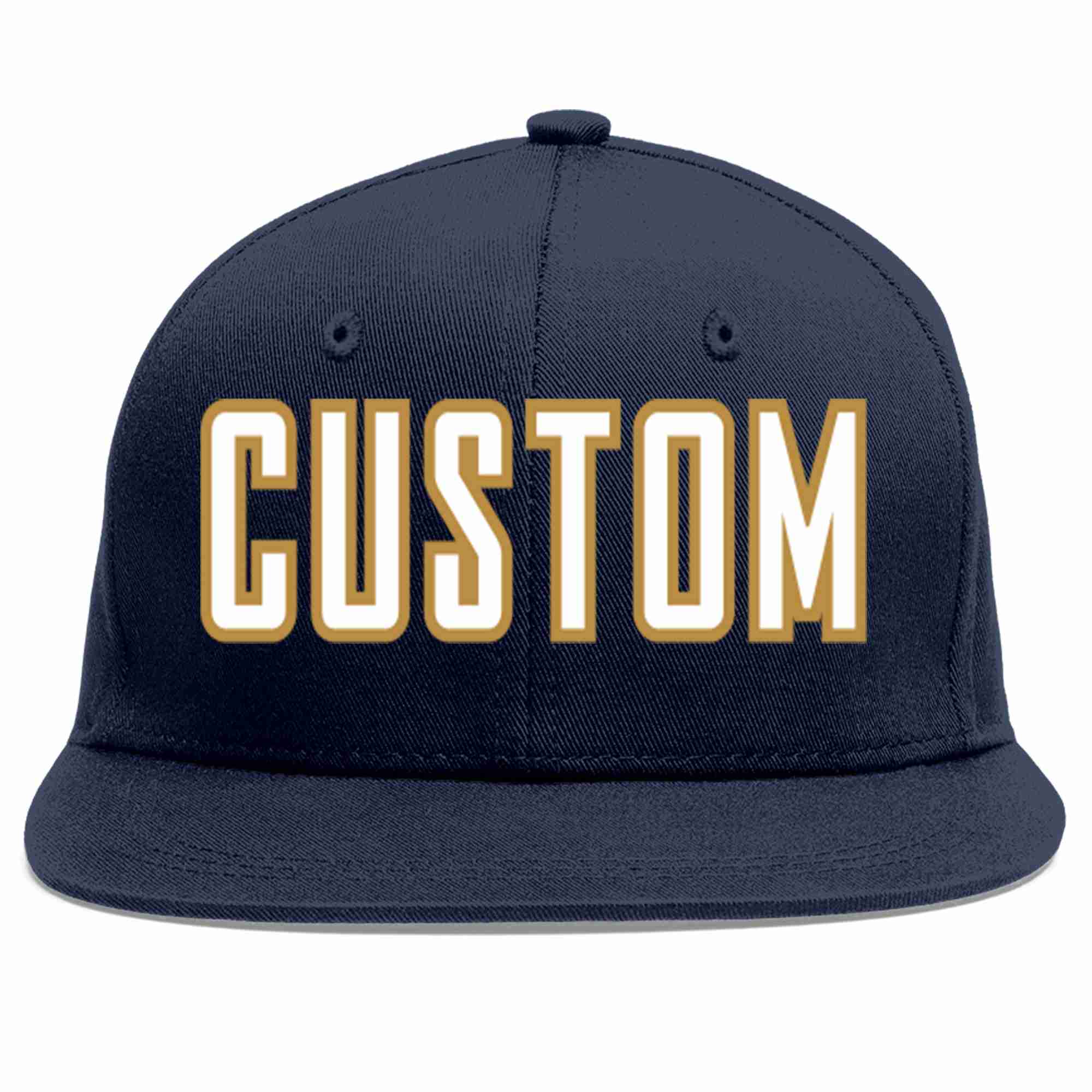 Custom Navy White-Old Gold Casual Sport Baseball Cap