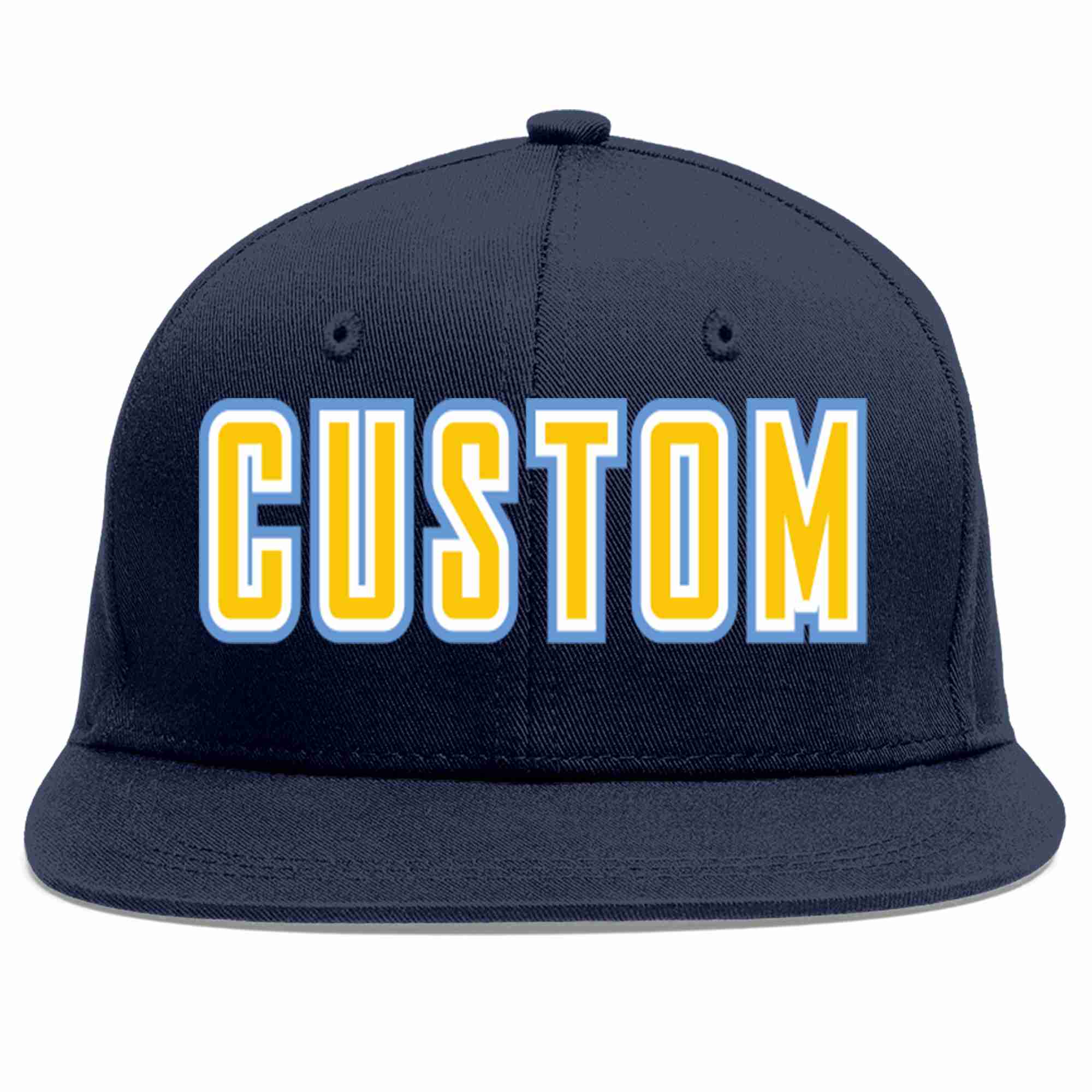 Custom Navy Gold-White Casual Sport Baseball Cap