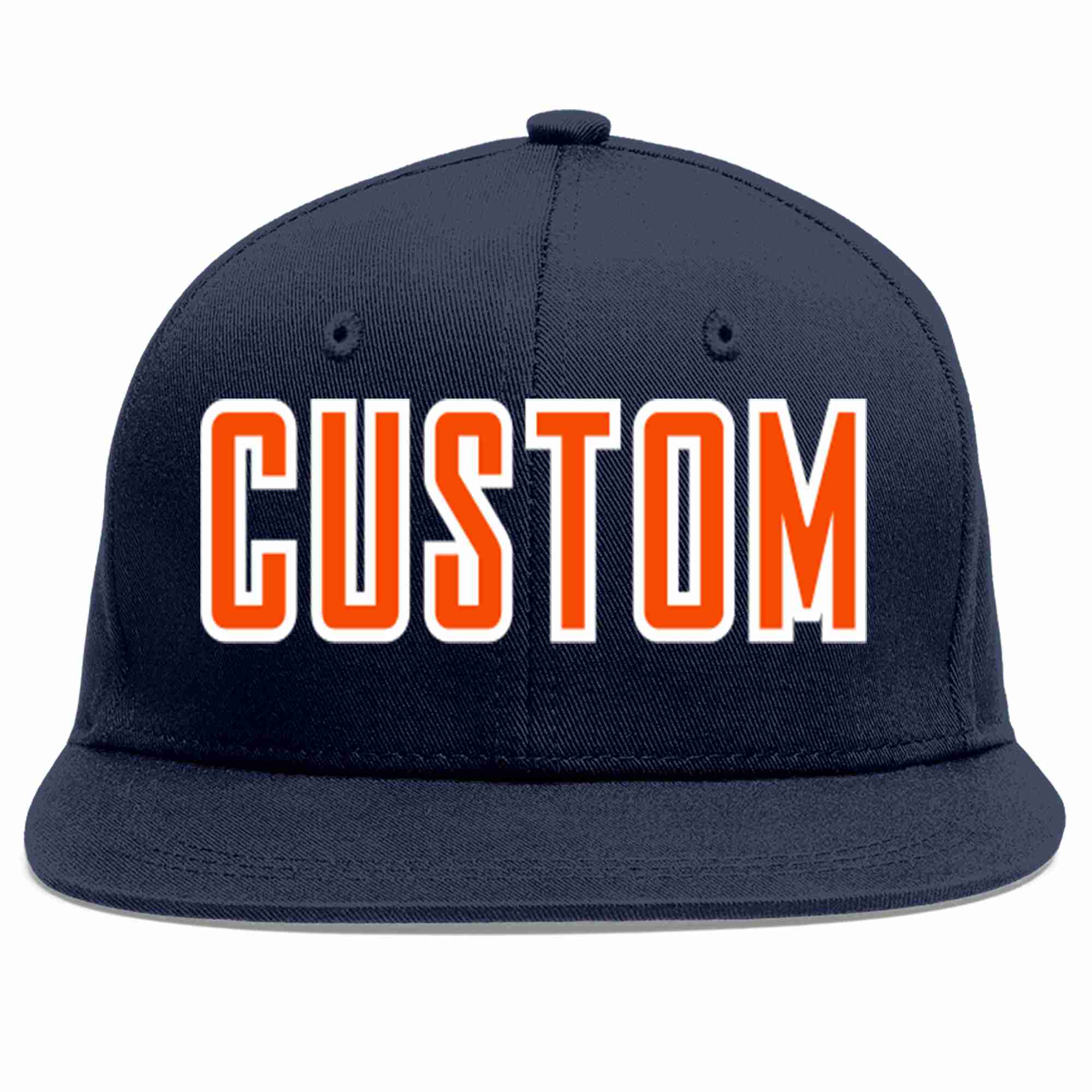 Custom Navy Orange-White Casual Sport Baseball Cap