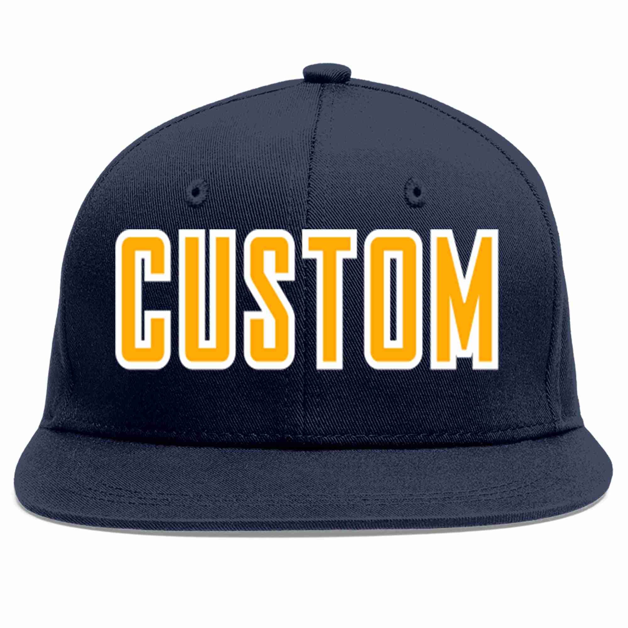 Custom Navy Yellow-White Casual Sport Baseball Cap