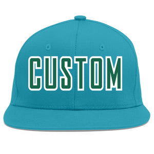 Casquette de baseball personnalisée Aqua Kelly vert-blanc Flat Eaves Sport