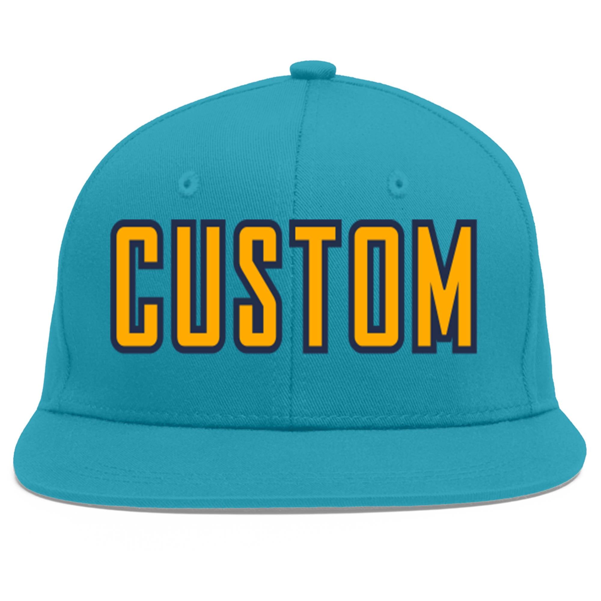 Casquette de baseball sport personnalisée Aqua jaune-marine Flat Eaves