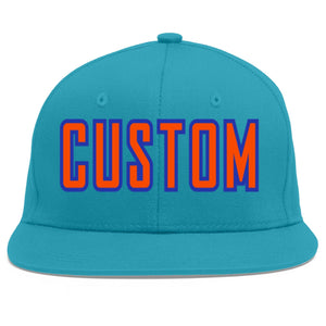 Casquette de baseball personnalisée Aqua Orange-Royal Flat Eaves Sport