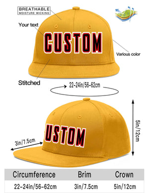 Custom Gold Black-Red Flat Eaves Sport Baseball Cap