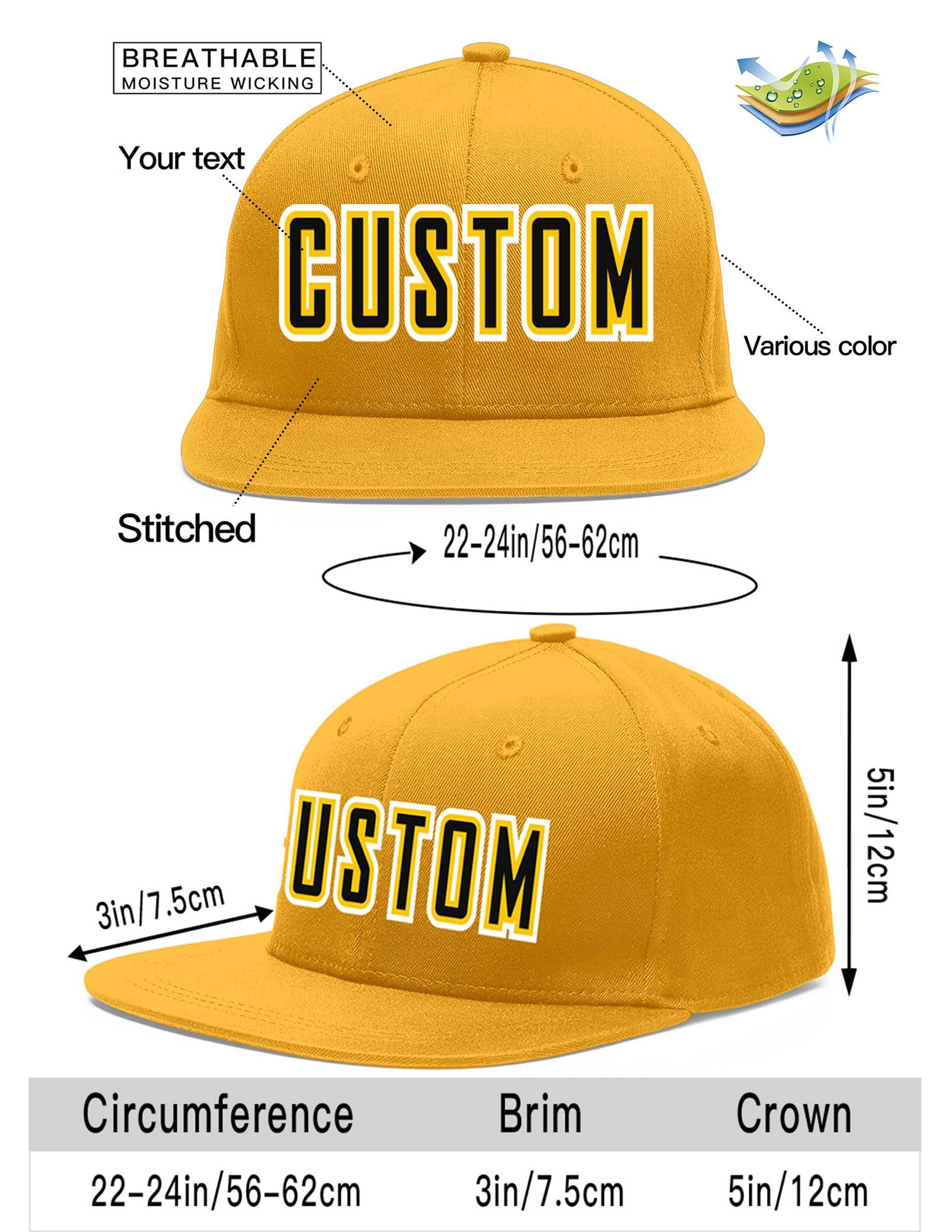 Custom Gold Black-Gold Flat Eaves Sport Baseball Cap