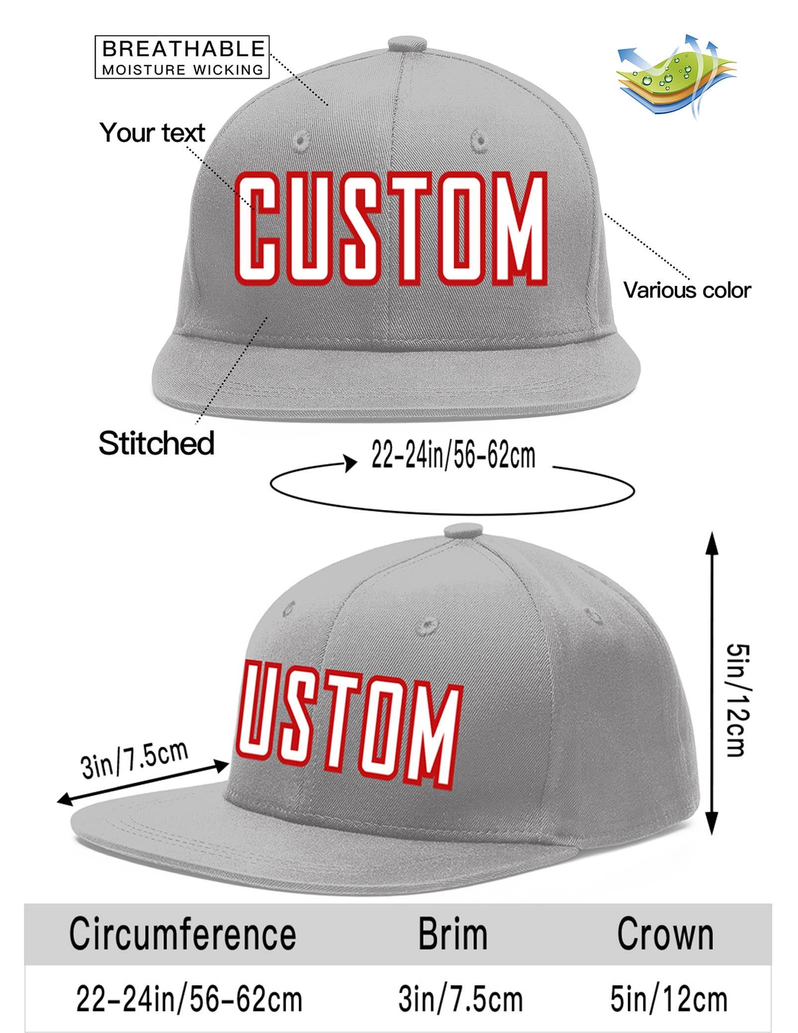 Custom Gray White-Red Flat Eaves Sport Baseball Cap