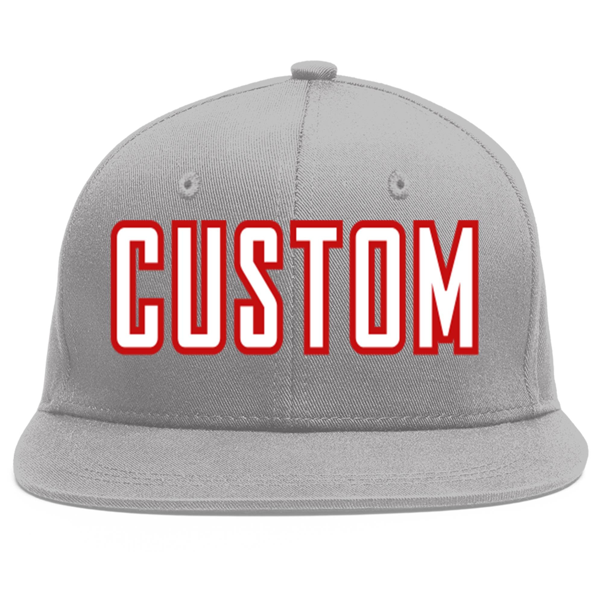 Casquette de baseball sport personnalisée gris blanc-rouge Flat Eaves