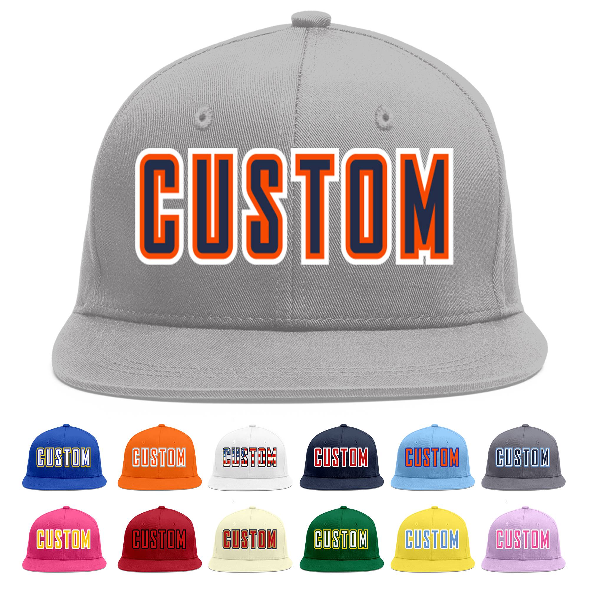 Casquette de baseball sport personnalisée gris marine-orange Flat Eaves