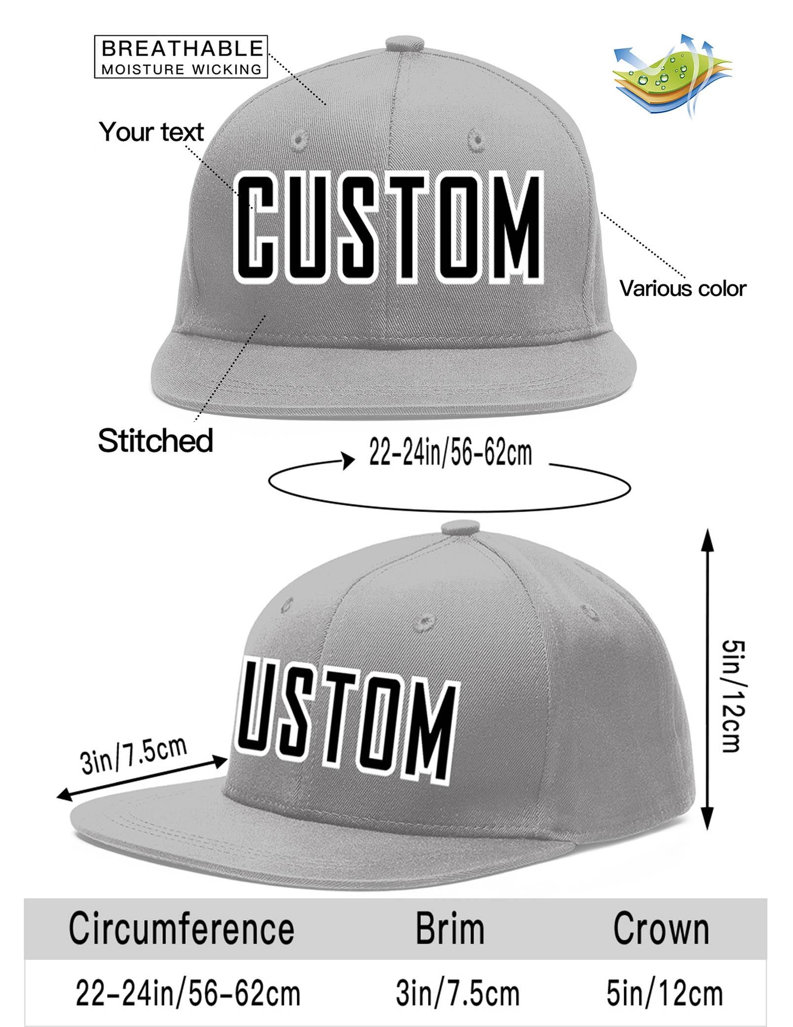 Custom Gray Black-White Flat Eaves Sport Baseball Cap