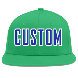 Custom Teal Royal-White Flat Eaves Sport Baseball Cap