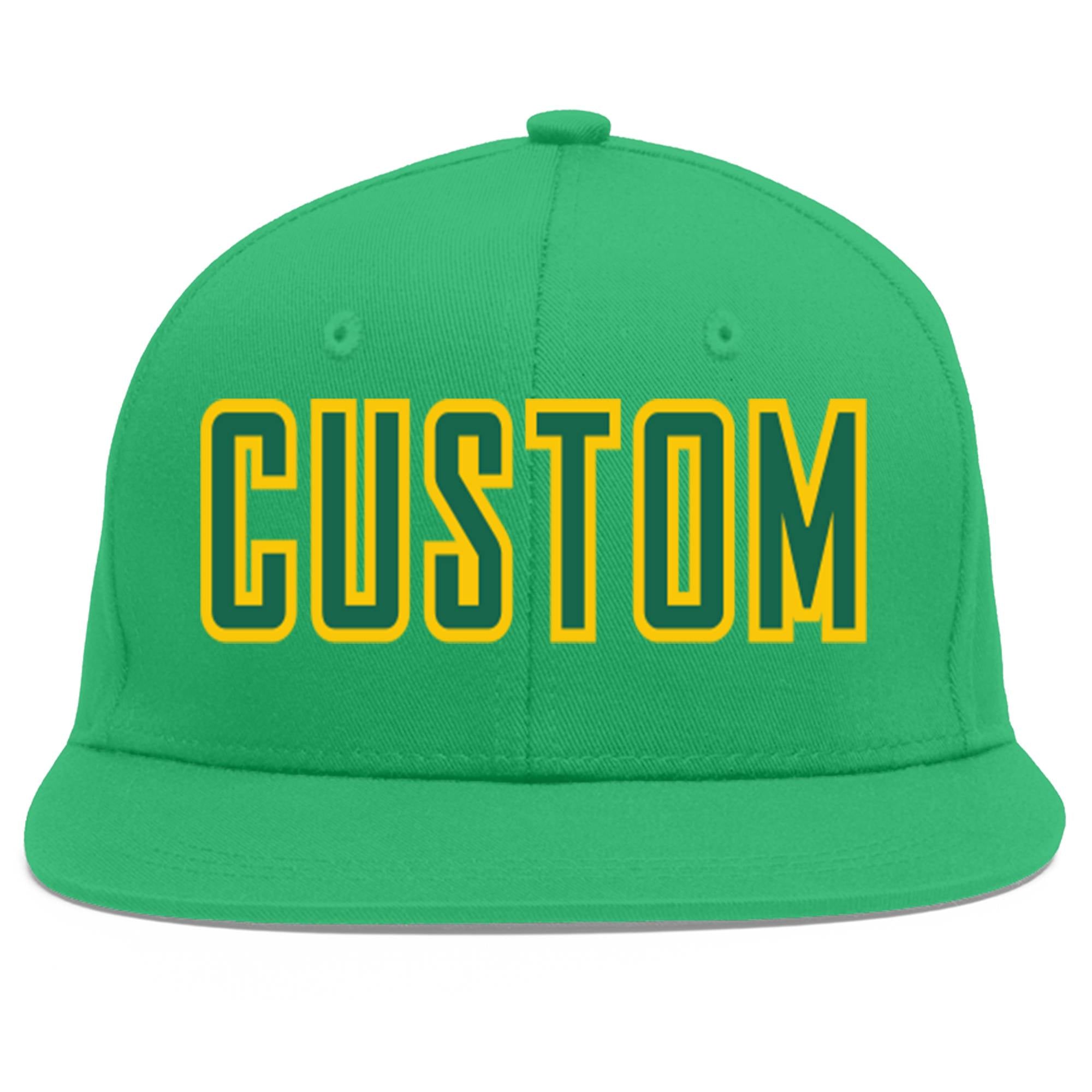 Custom Teal Kelly Green-Gold Flat Eaves Sport Baseball Cap