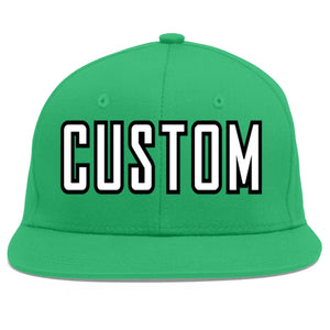 Custom Teal White-Black Flat Eaves Sport Baseball Cap