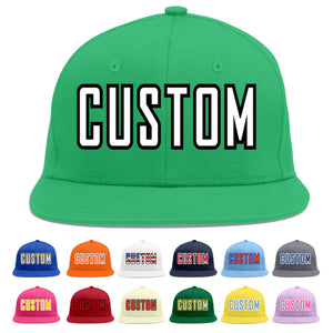 Custom Teal White-Black Flat Eaves Sport Baseball Cap