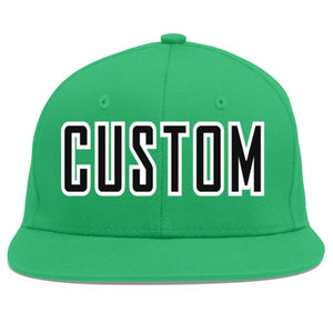 Custom Teal Black-White Flat Eaves Sport Baseball Cap