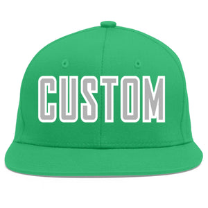 Custom Teal Gray-White Flat Eaves Sport Baseball Cap