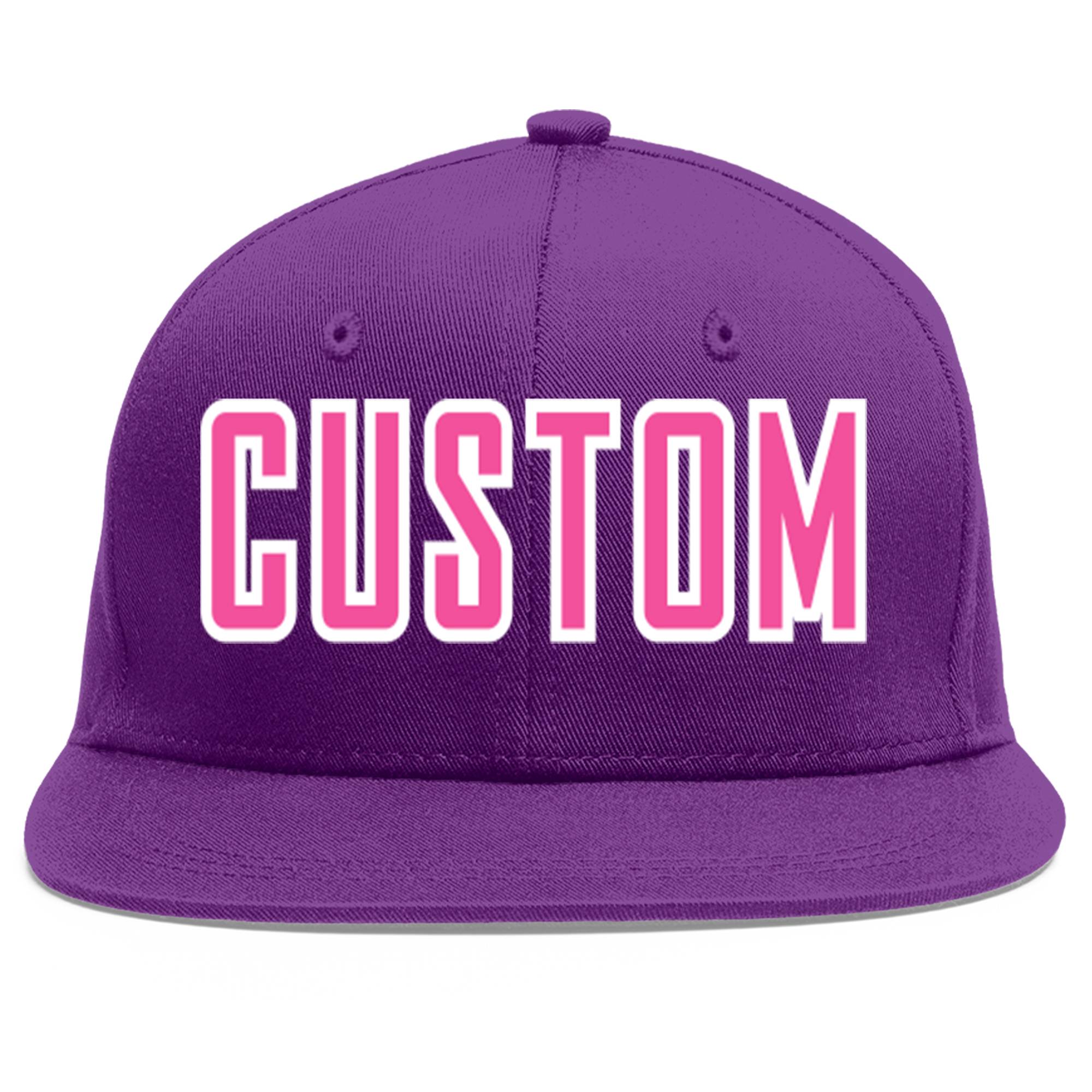 Casquette de baseball sport personnalisée violet rose-blanc avec avant-toit plat