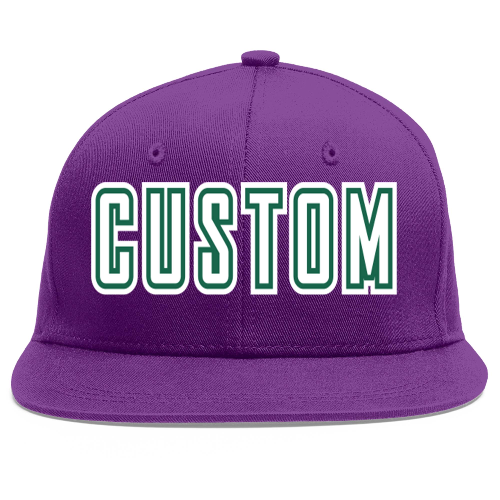 Casquette de baseball personnalisée violet blanc-vert Kelly Flat Eaves