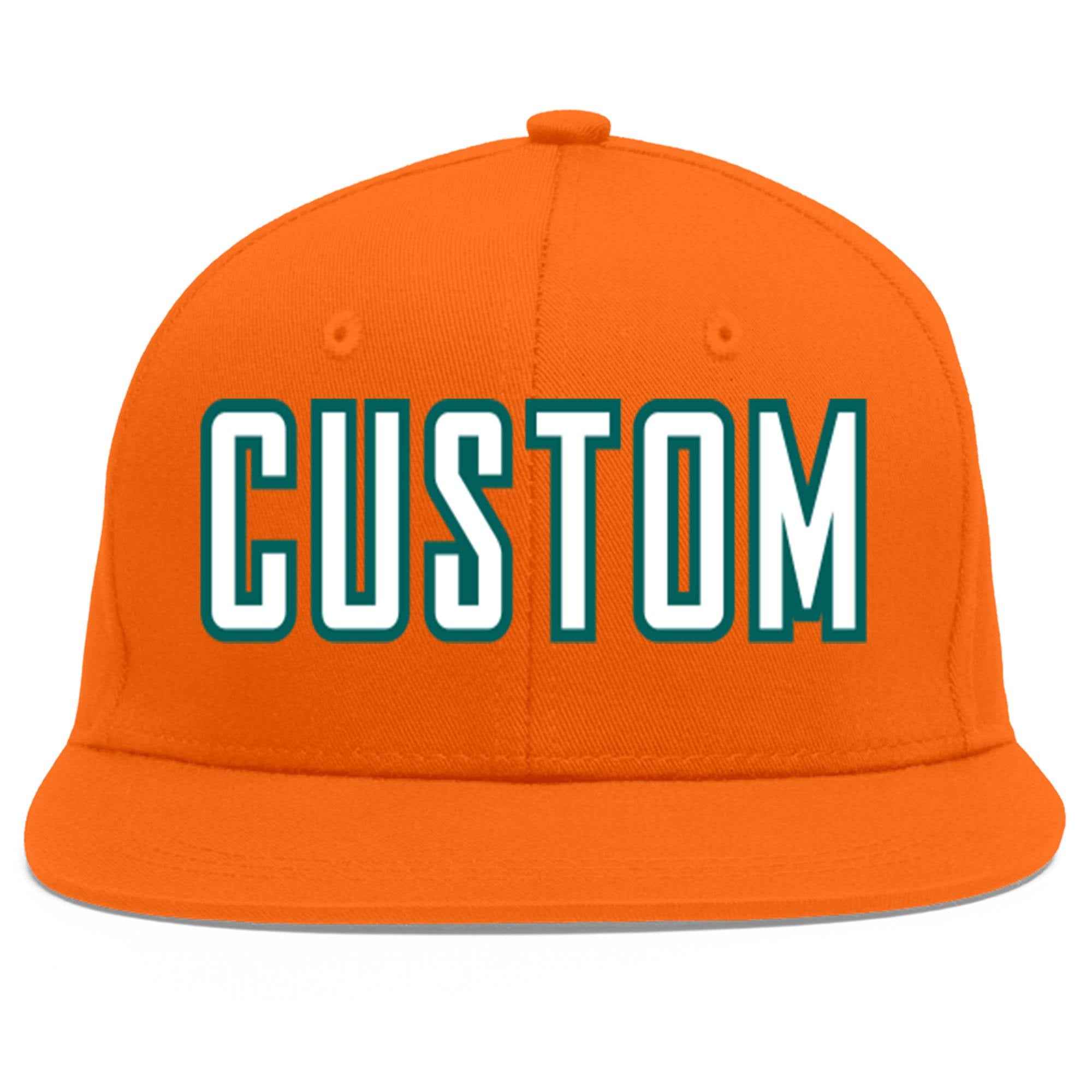 Casquette de baseball sport personnalisée Orange Blanc-Aqua Flat Eaves