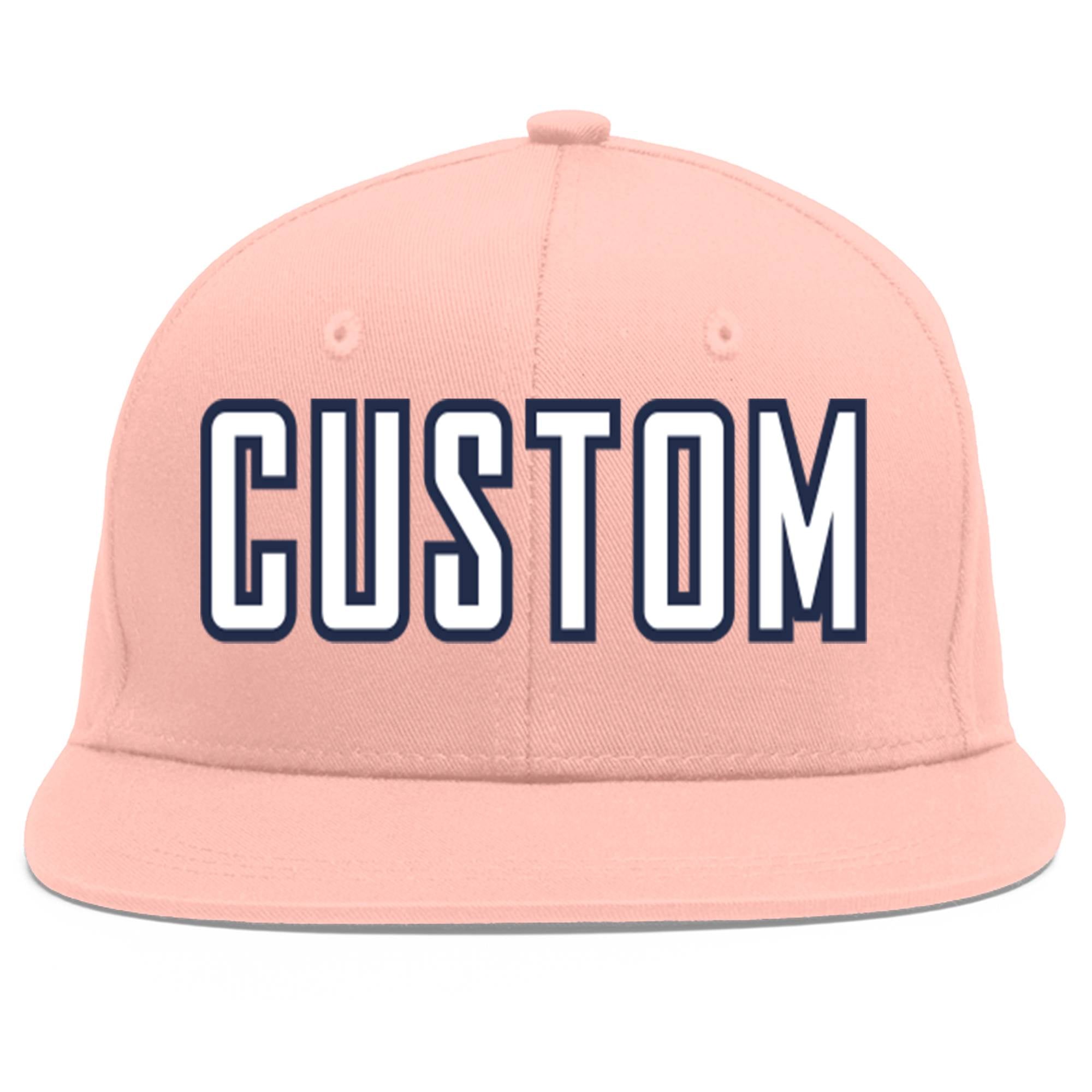 Casquette de baseball sport personnalisée rose blanc-marine Flat Eaves