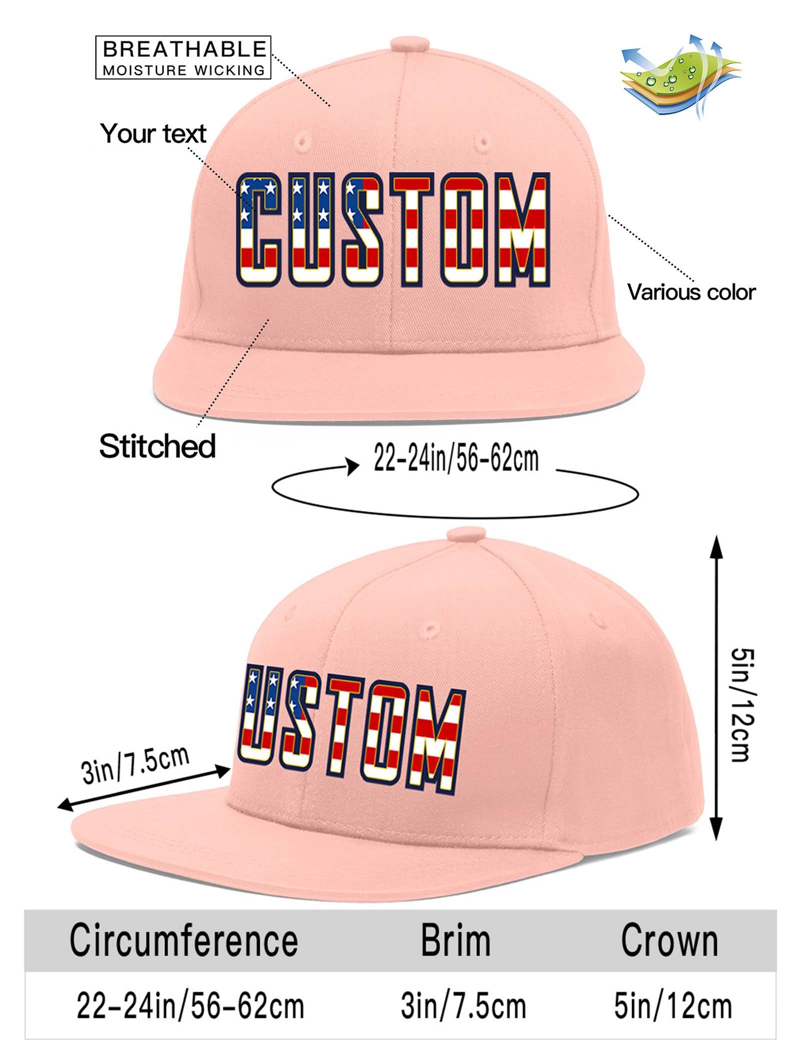 Custom Pink Vintage USA Flag-Gold Flat Eaves Sport Baseball Cap