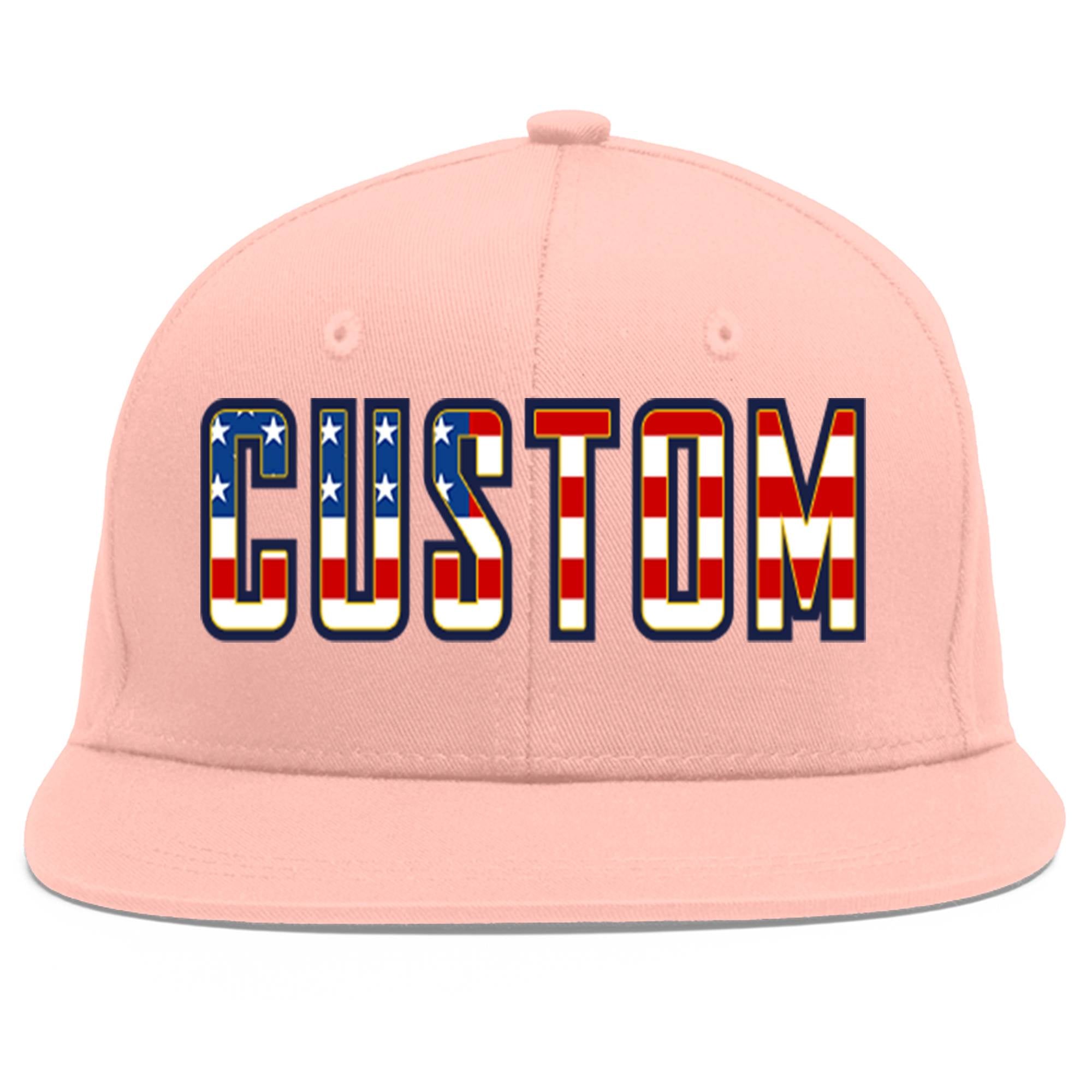 Custom Pink Vintage USA Flag-Gold Flat Eaves Sport Baseball Cap