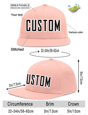 Custom Pink Black-White Flat Eaves Sport Baseball Cap