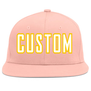 Casquette de baseball sport personnalisée rose blanc-or Flat Eaves