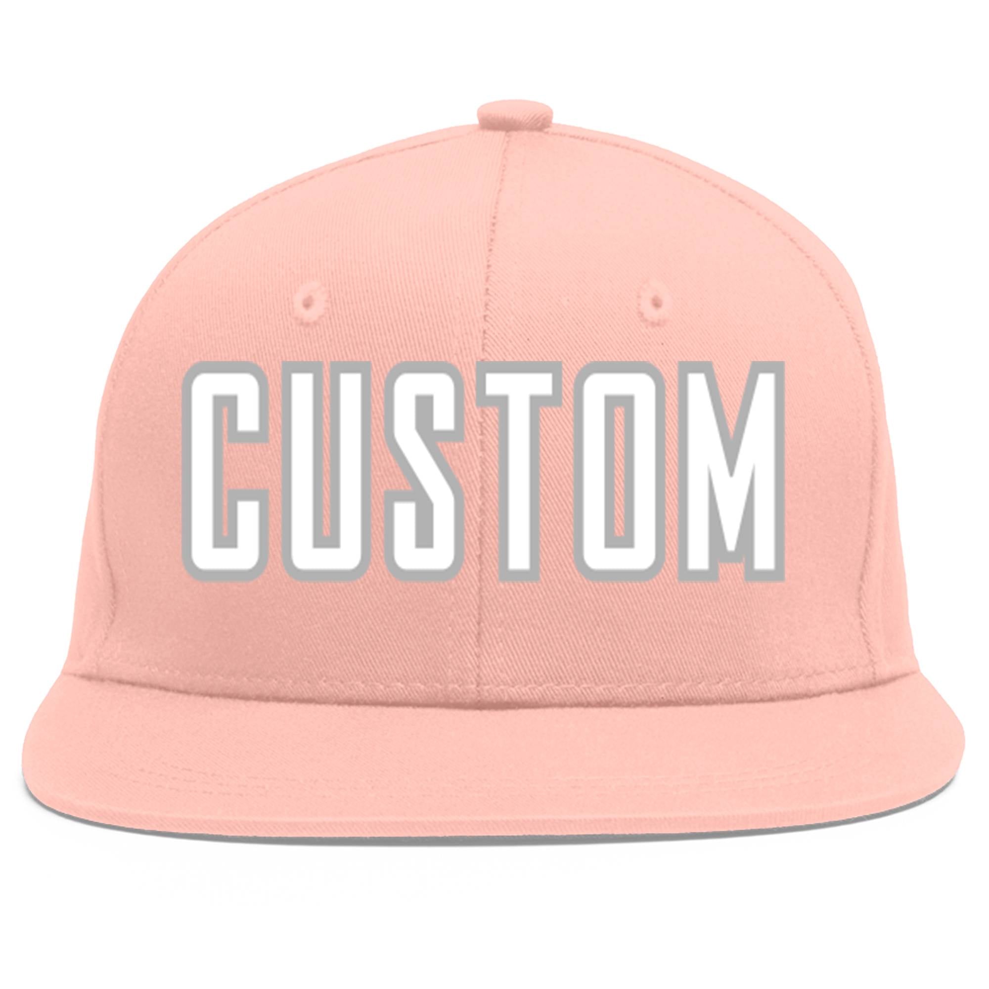 Custom Pink White-Gray Flat Eaves Sport Baseball Cap