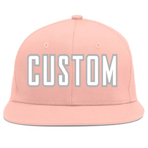 Casquette de baseball sport personnalisée rose blanc-gris Flat Eaves