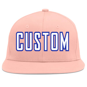 Casquette de baseball sport personnalisée rose blanc-royal Flat Eaves