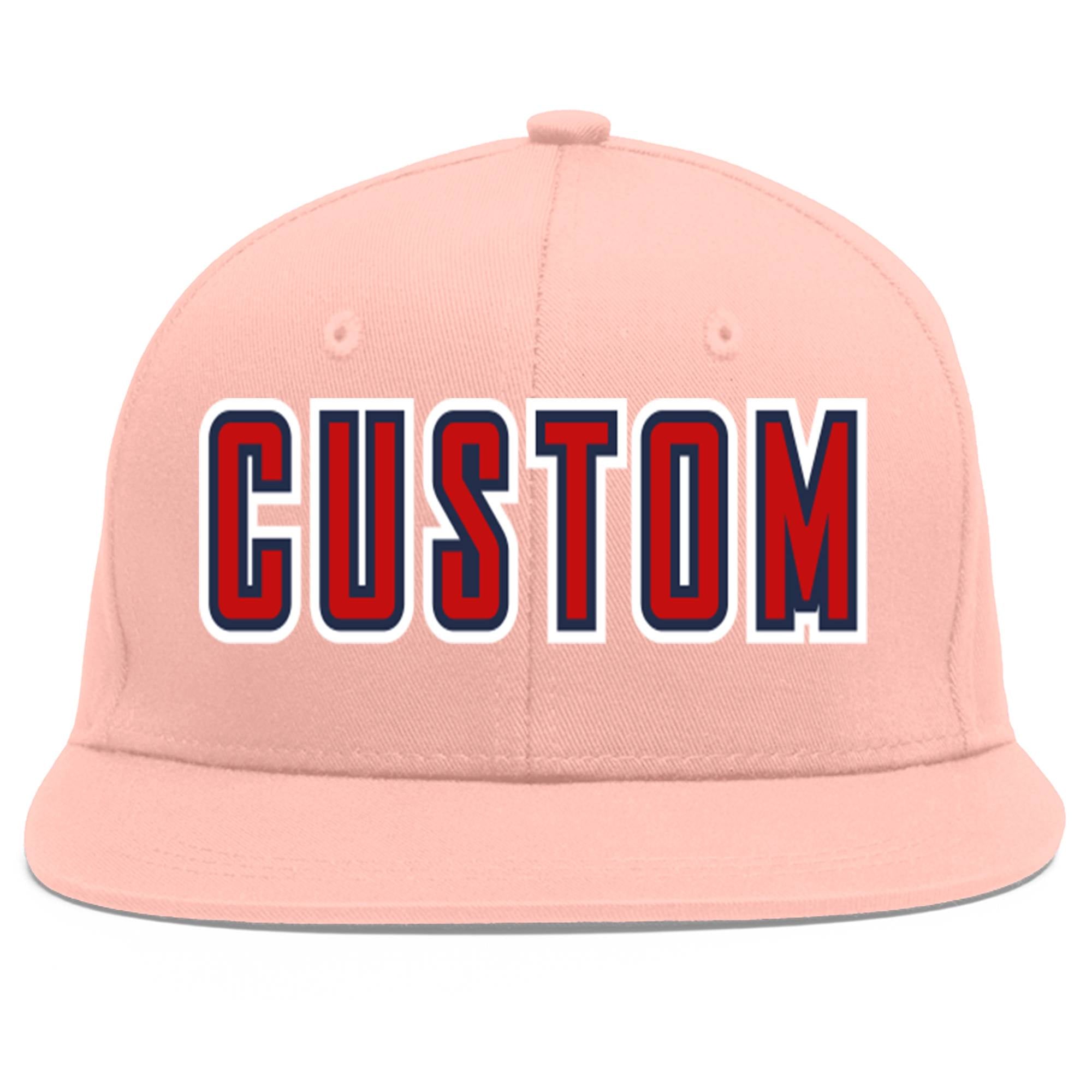 Casquette de baseball sport personnalisée rose rouge-marine Flat Eaves