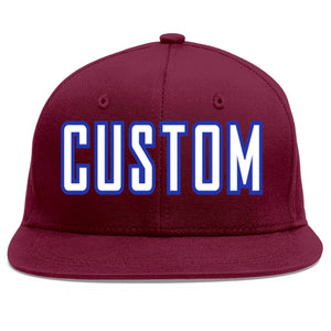 Casquette de baseball personnalisée Crimson White-Royal Flat Eaves Sport