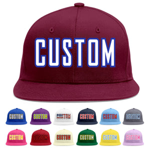 Casquette de baseball personnalisée Crimson White-Royal Flat Eaves Sport