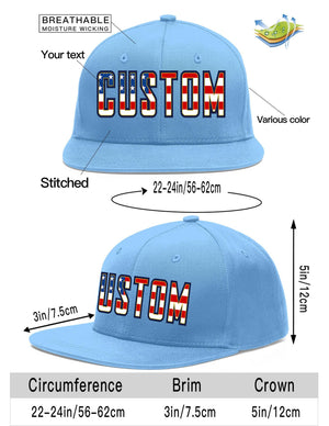 Custom Light Blue Vintage USA Flag-Gold Flat Eaves Sport Baseball Cap