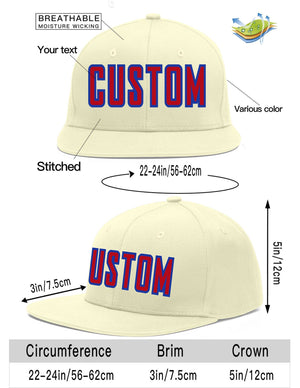 Custom Cream Red-Royal Flat Eaves Sport Baseball Cap