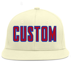 Custom Cream Red-Royal Flat Eaves Sport Baseball Cap