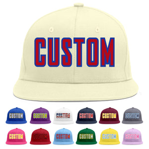 Custom Cream Red-Royal Flat Eaves Sport Baseball Cap